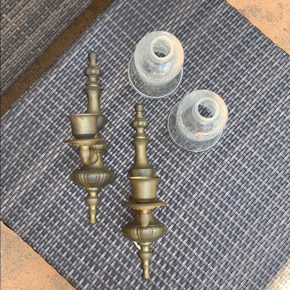 Vintage Solid Brass Wall Sconces for Candles